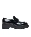 Prada Logo Thick Soled Loafers In Black