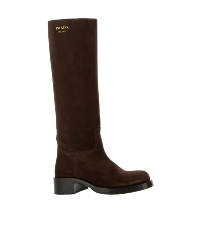 PRADA PRADA ROUND-TOE KNEE-HIGH BOOTS