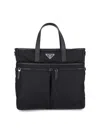 Prada Logoed Tote Bag In Black