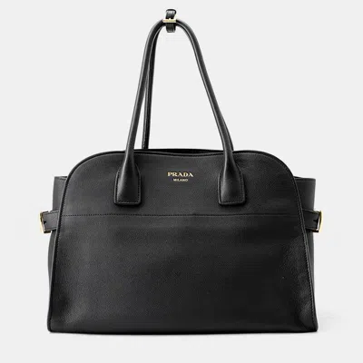 Pre-owned Prada Logo Tote Bag Black Leather