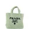 Prada Small Raffia Tote Bag In Green