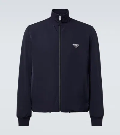 Prada Logo Track Jacket In Blue