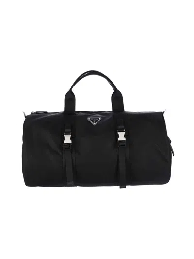 Prada Logo Travel Bag In Black  
