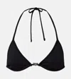 Prada Logo Triangle Bikini Top In Black