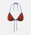 Prada Logo Triangle Bikini Top In Red