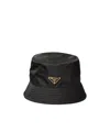 Prada Logo-triangle Bucket Hat In Black