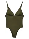 Prada Ribbed Knit One-piece Swimsuit In Green
