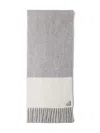 Prada Logo-triangle Fringed Cashmere Scarf In Gray