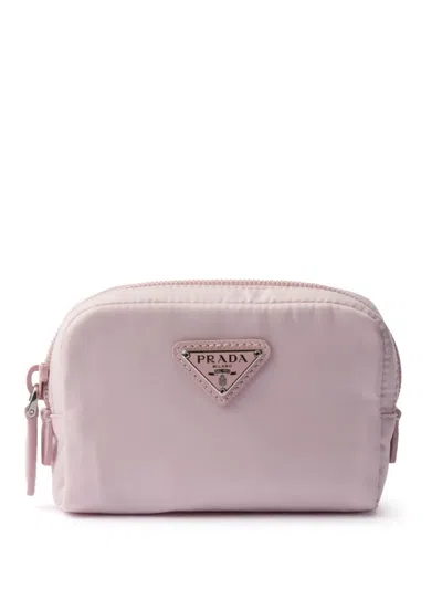 Prada Logo-triangle Make-up Bag In Rosa