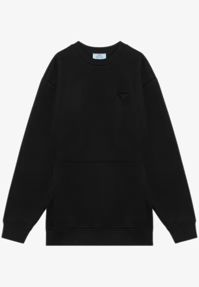 Prada Women Logo Sweatshirt Dress In Black