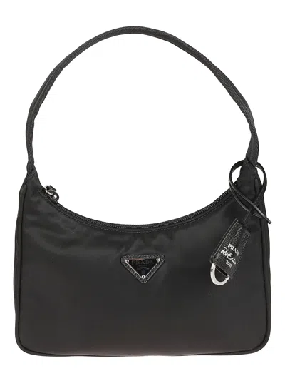 Prada Logo Triangle Tote In Red