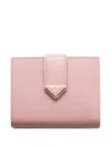 Prada Small Saffiano And Smooth Leather Wallet In Pink