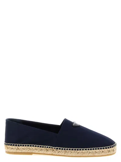 Prada Logo Tringolo Espadrilles Flat Shoes Blue