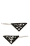 Prada Logo Two Hairpin Set In Black