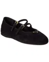 Prada Logo Velvet Ballerina Flat