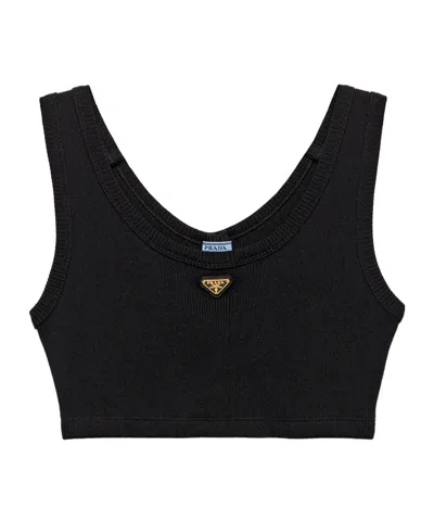 PRADA PRADA SLEEVELESS KNITTED CROPPED TOP