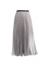 PRADA PRADA LOGO WAISTBAND PLEATED MIDI SKIRT