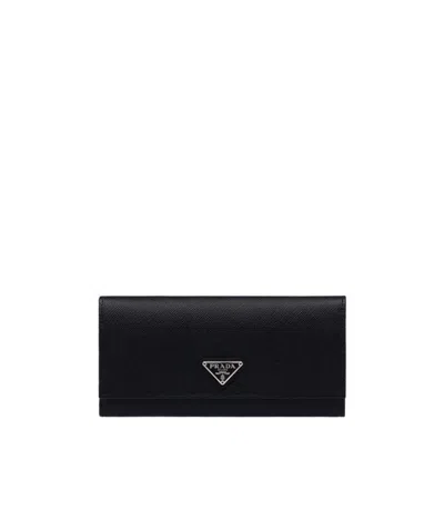 Prada Logo Wallet In Black