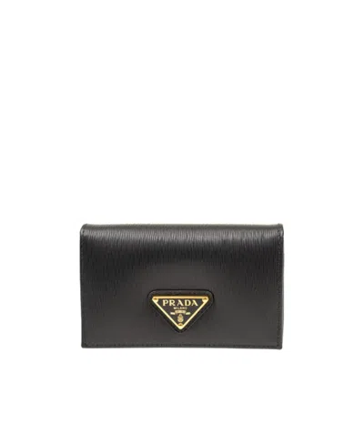 Prada Logo Wallet In Black