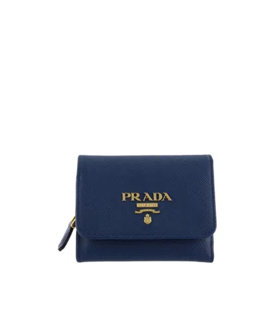 Prada Logo Wallet In Blue