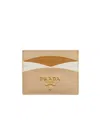 Prada Saffiano Leather Card Holder In Nude