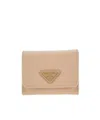 Prada Logo Wallet In Nude