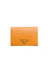 Prada Small Saffiano Leather Bifold Wallet In Orange