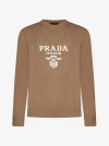 Prada Logo Wool And Cashmere Sweater In Camel