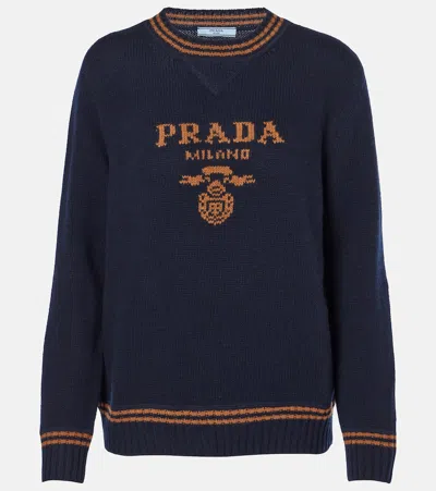 PRADA LOGO WOOL AND CASHMERE SWEATER