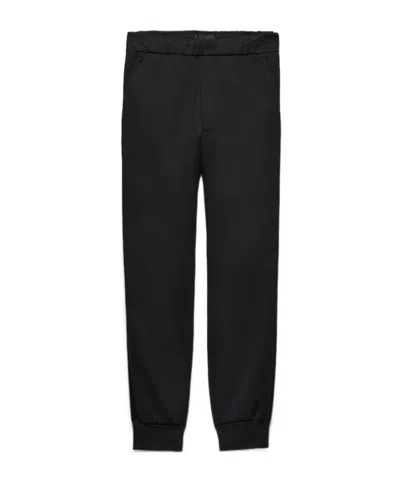 Prada Logo Wool Casual Pants In Black