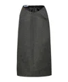 Prada Logo Wool Mid-length Skirt In Black