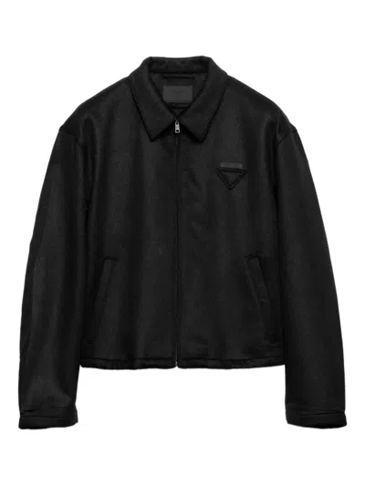 Prada Jacke Mit Logo-reissverschluss In Black