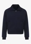 Prada Tech Fabric Sweatshirt With Raglan Sleeves In Blue
