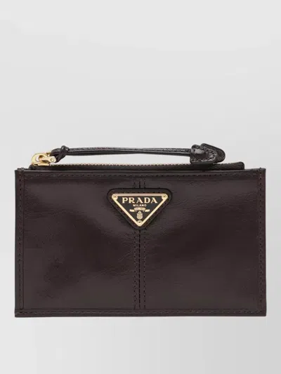 Prada Logo Zip Wallet Multiple Card Slots