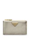 Prada Logo Zip Wallet In Brown
