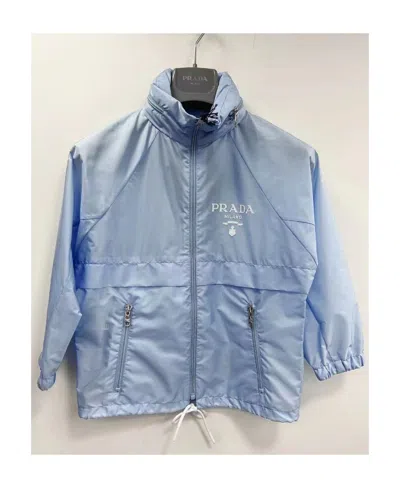 Prada Logo Zipper Casual Jacket In Blue