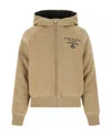 Prada Logo Zipper Casual Jacket In Camel Brown