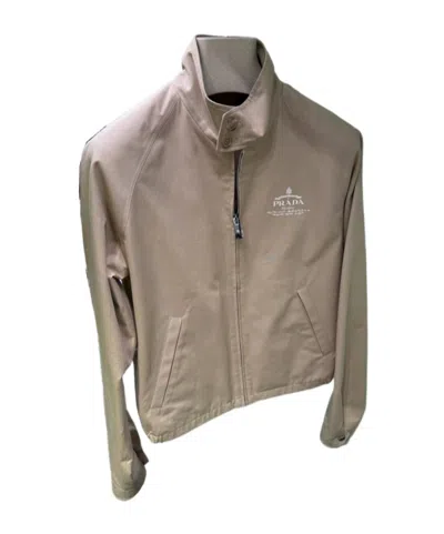 Prada Logo Zipper Casual Jacket In Desert Yellow