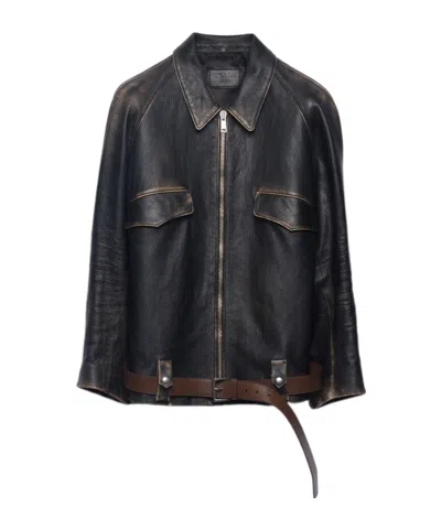 PRADA PRADA ZIPPED BELTED JACKET