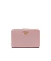 Prada Logo Zipper Wallet In Nude