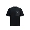 Prada Mens Black Re-nylon Logo-plaque Cotton-jersey T-shirt Xxl In Black
