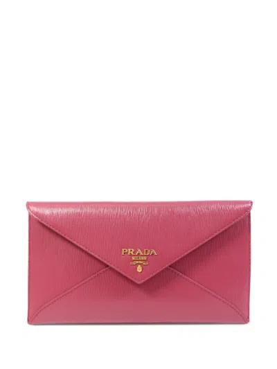 Pre-owned Prada Logo-appliqué Wallet In Pink