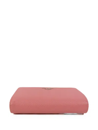 Pre-owned Prada Logo-detail Bi-fold Zipper Wallet In Pink