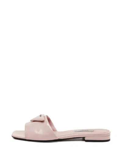 Pre-owned Prada Logo-detail Leather Flat Sandals In Pink