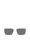 Prada Logo-detail Rectangle-frame Sunglasses In White