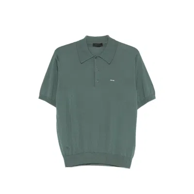 Prada Logo-detail Short-sleeve Polo Shirt In Green