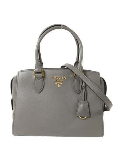 Pre-owned Prada Logo-detail Tote Bag In Gray