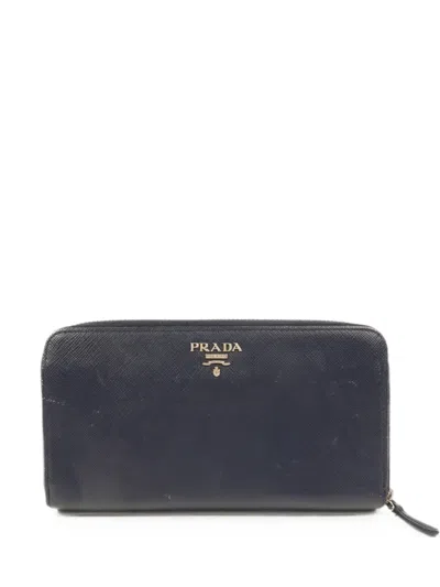 Pre-owned Prada Logo-detail Wallet In Blue