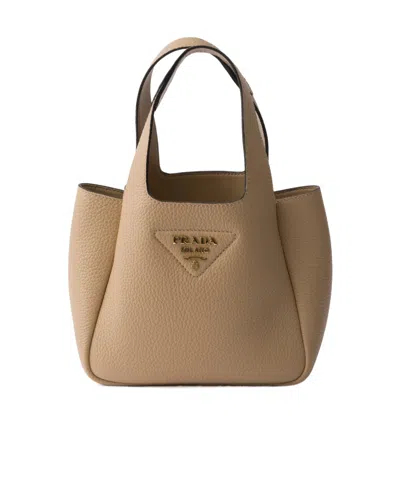 Prada Logo-detailed Mini Handbag In Neutral