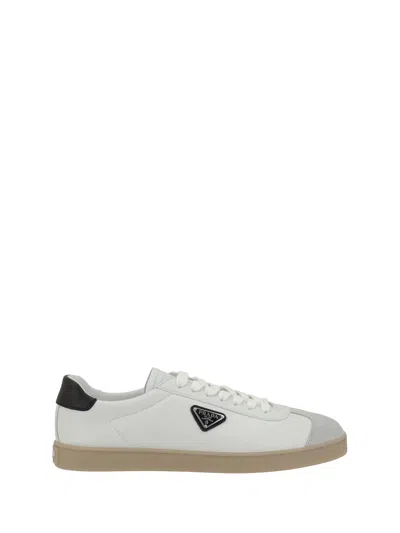Prada Lane Leather Low-top Sneakers In White
